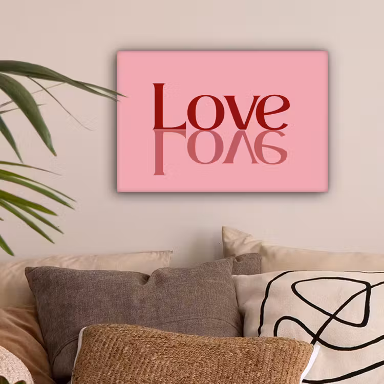 Love - Roze - Spiegeling canvas 2cm klein -z3d