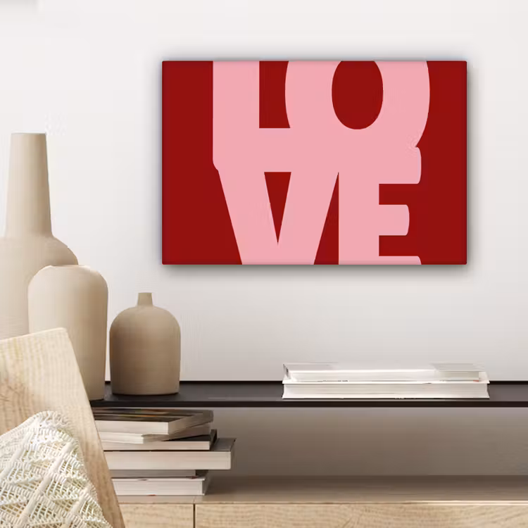 Love - Rood - Blokletters canvas 2cm klein -sfeer3