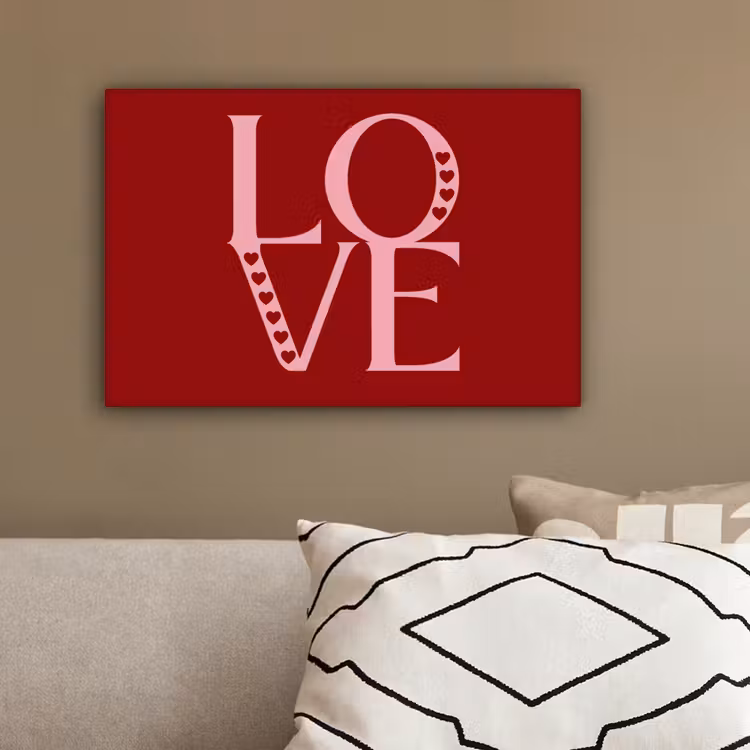 Love - Rood - Hatjes canvas 2cm klein -sfeer1