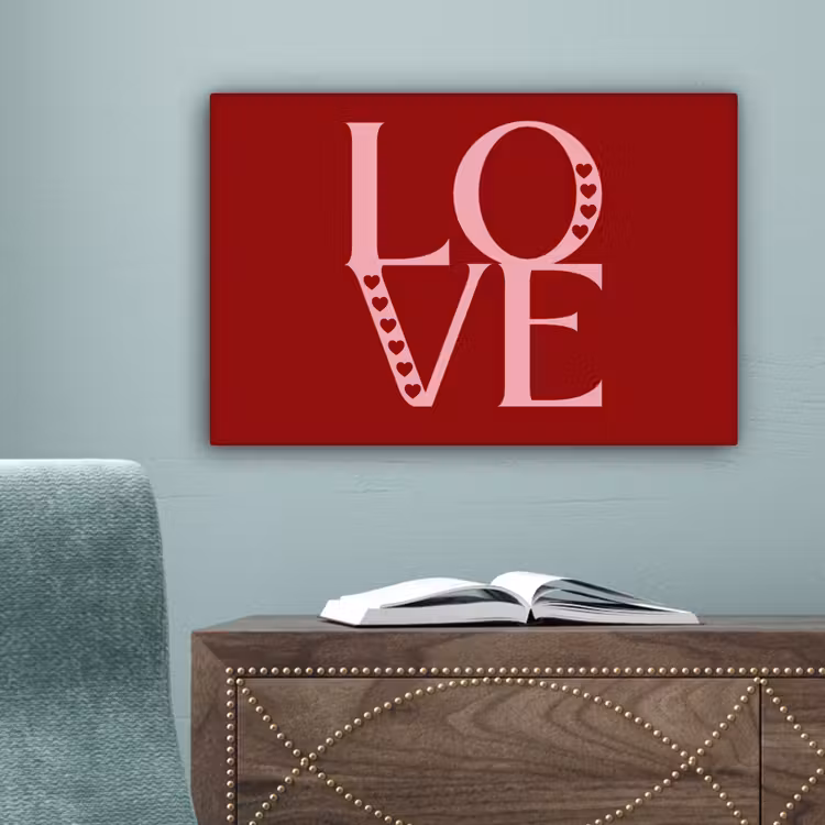 Love - Rood - Hatjes canvas 2cm klein -sfeer4