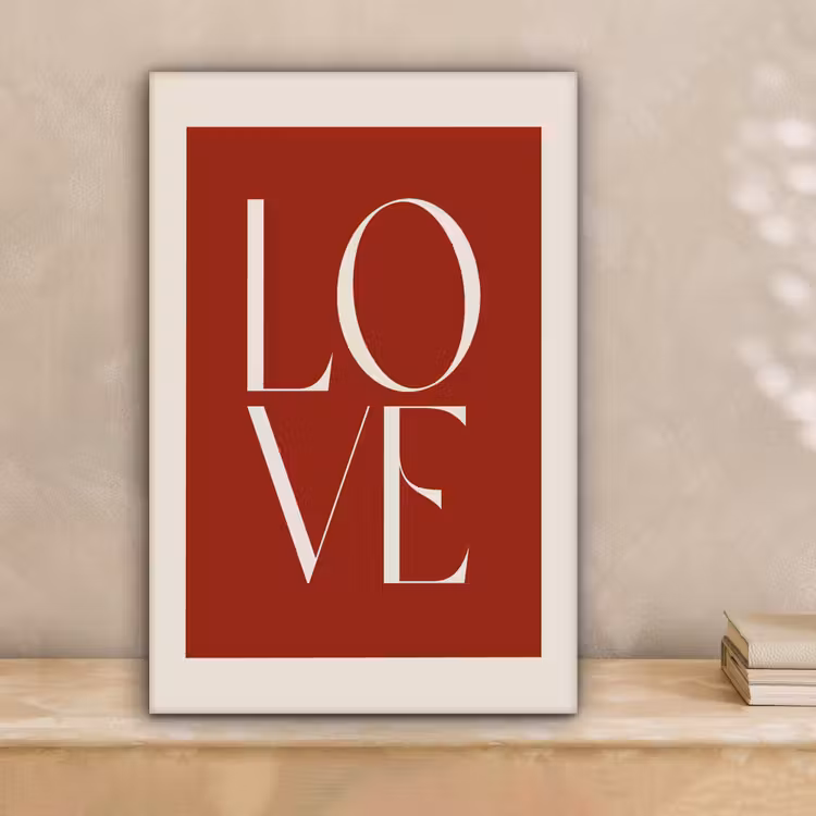 Love - Rood - Minimalistisch canvas 2cm klein -sfeer1