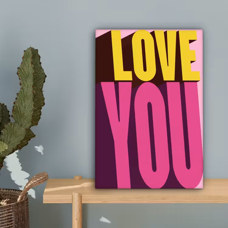 Love - Tekst - Roze - Valentijn canvas 2cm klein -sfeer4