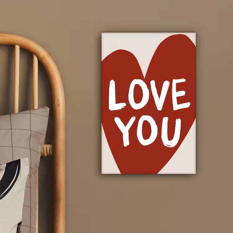 Loveyou - Hart - Rood canvas 2cm klein -sfeer3
