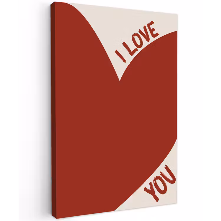 Loveyou - Rood - Hart canvas 2cm klein -z3d