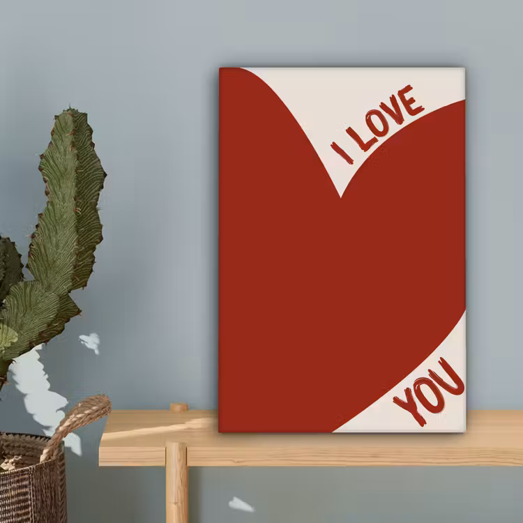 Loveyou - Rood - Hart canvas 2cm klein -sfeer4