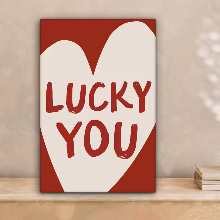 Lucky - Hart - Rood canvas 2cm klein -sfeer1