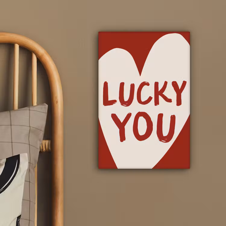 Lucky - Hart - Rood canvas 2cm klein -sfeer3