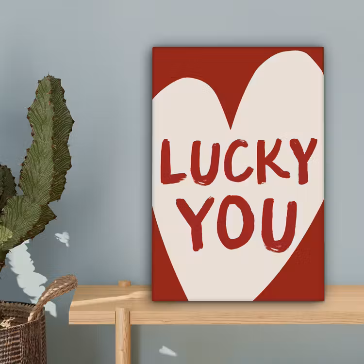 Lucky - Hart - Rood canvas 2cm klein -sfeer4