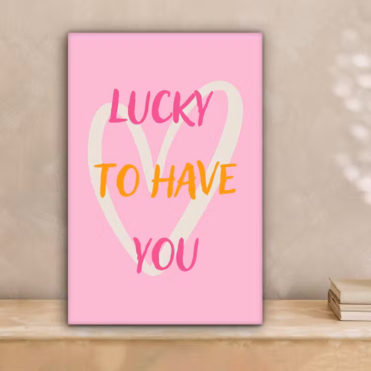 Lucky - Love - Valentijn - Roze canvas 2cm klein -sfeer1