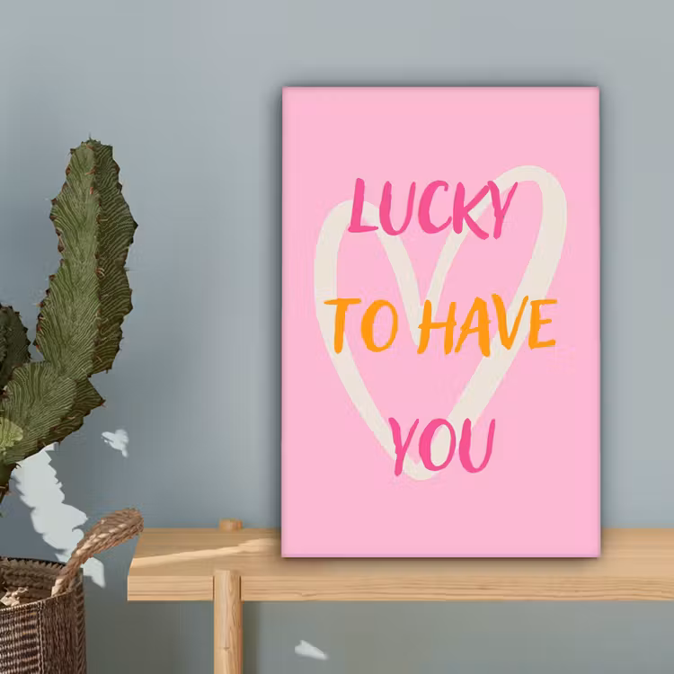 Lucky - Love - Valentijn - Roze canvas 2cm klein -sfeer4