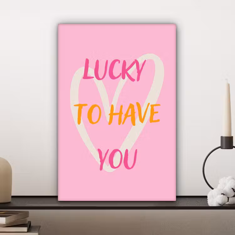Lucky - Love - Valentijn - Roze canvas 2cm klein -sfeer6