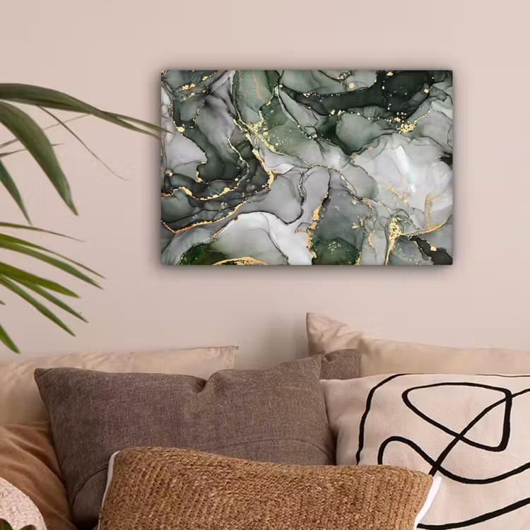 Luxe - Marmer - Groen canvas 2cm klein -sfeer1