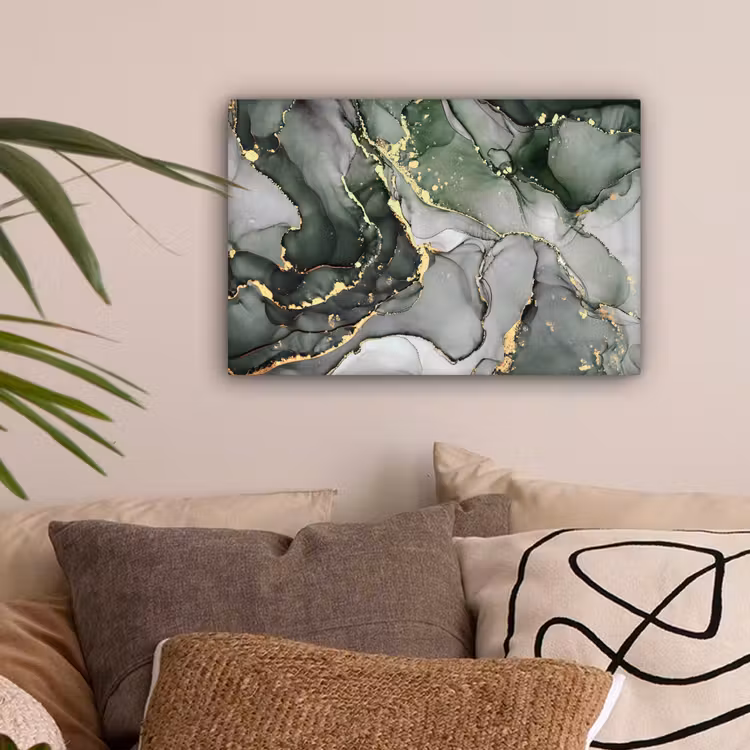 Luxe - Marmer - Groen canvas 2cm klein -sfeer1