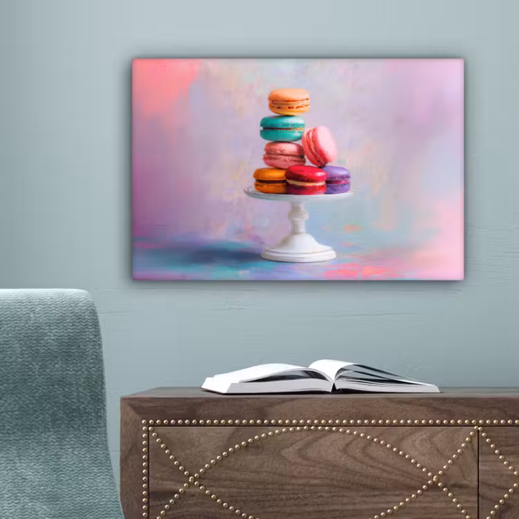 Macarons - Schaal - Pastel - Kleurrijk canvas 2cm klein -sfeer4