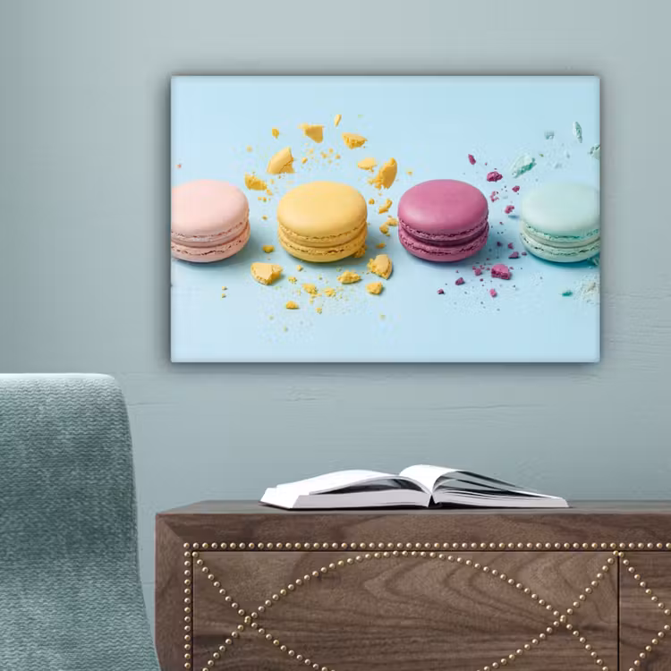 Macarons - Kleurrijk - Pastel canvas 2cm klein -sfeer4