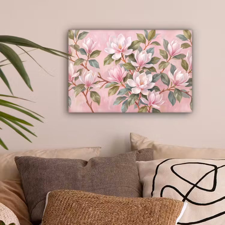 Magnolia's - Patroon - Roze canvas 2cm klein -sfeer1