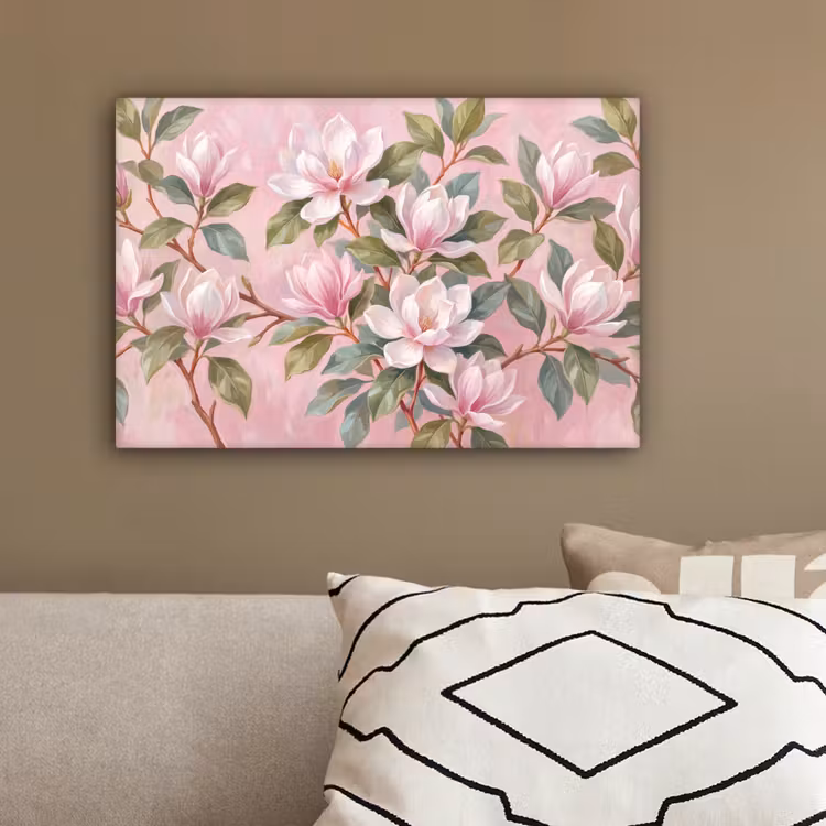 Magnolia's - Patroon - Roze canvas 2cm klein -sfeer3