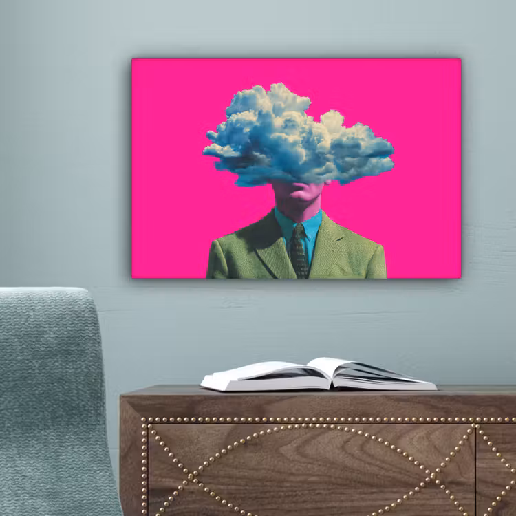 Man - Pak - Wolk - Roze canvas 2cm klein -sfeer4