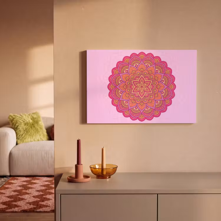 Mandala - Cirkel - Spiritueel - Oosters - Roze canvas 2cm klein -sfeer1