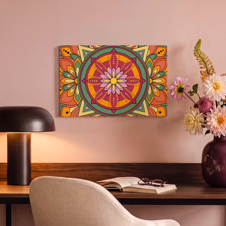 Mandala - Bloemen - Abstract - Kleurrijk canvas 2cm klein -sfeer4