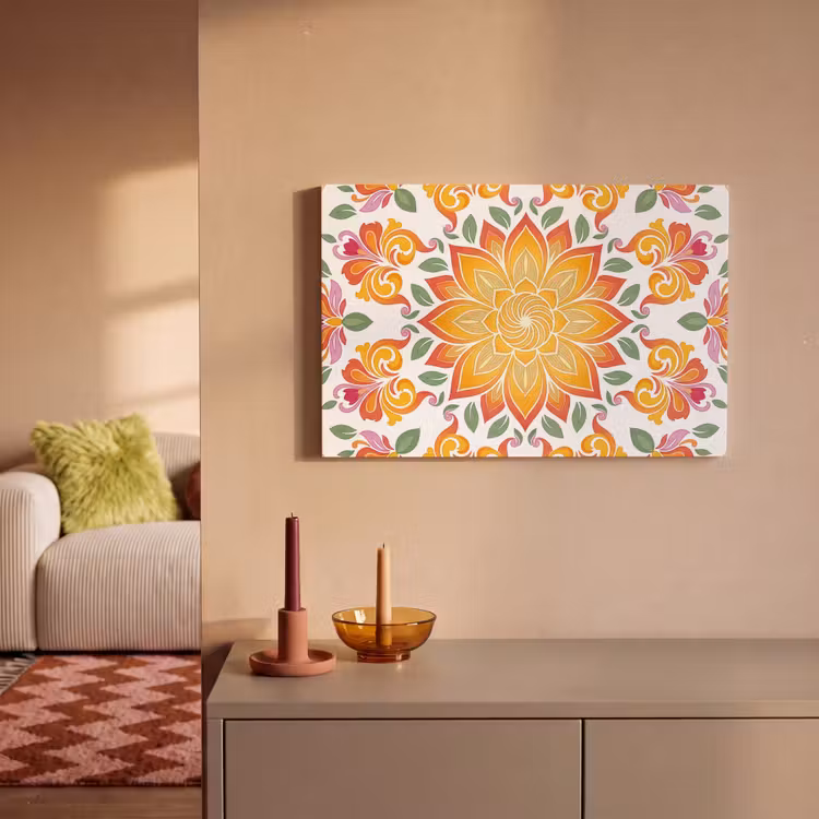 Mandala - Bloemen - Decoratie - Kleurrijk - Abstract canvas 2cm klein -sfeer1