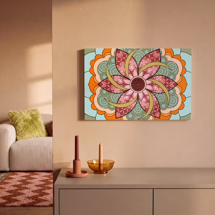 Mandala - Geometrisch - Kunst - Decoratief - Kleurrijk canvas 2cm klein -sfeer1