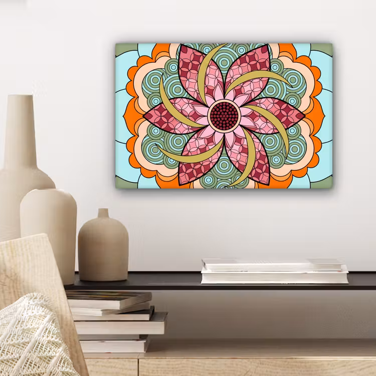 Mandala - Geometrisch - Kunst - Decoratief - Kleurrijk canvas 2cm klein -sfeer6