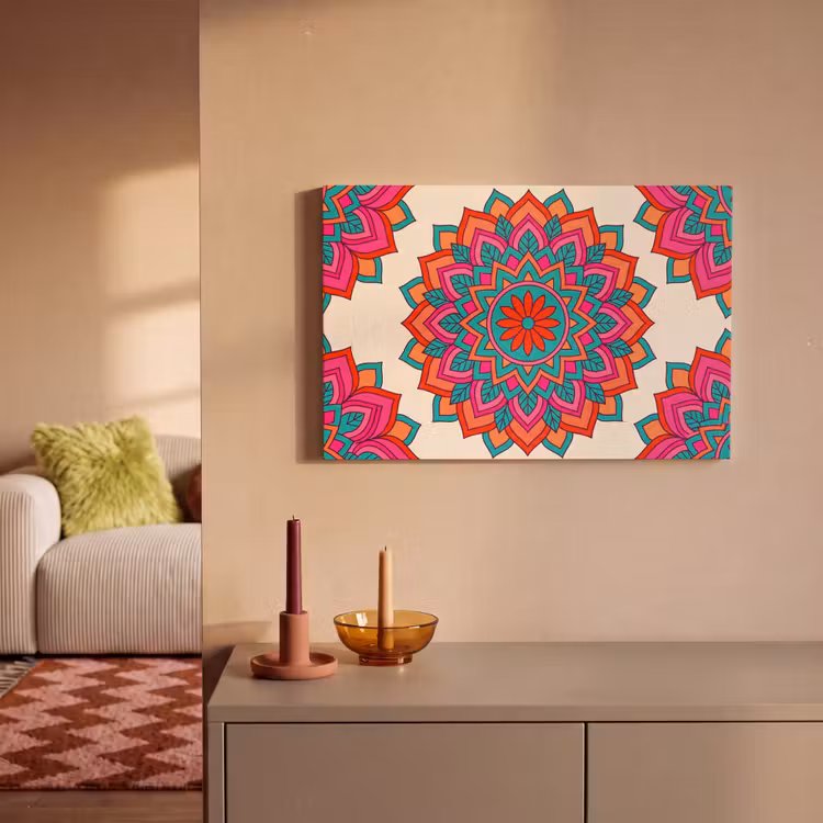 Mandala - Patroon - Abstract - Kleurrijk - Modern canvas 2cm klein -sfeer1