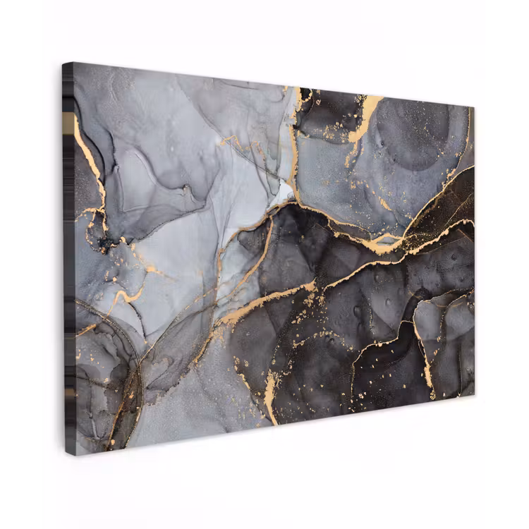 Marmer - Abstract - Goud - Grijs canvas 2cm klein -z3d