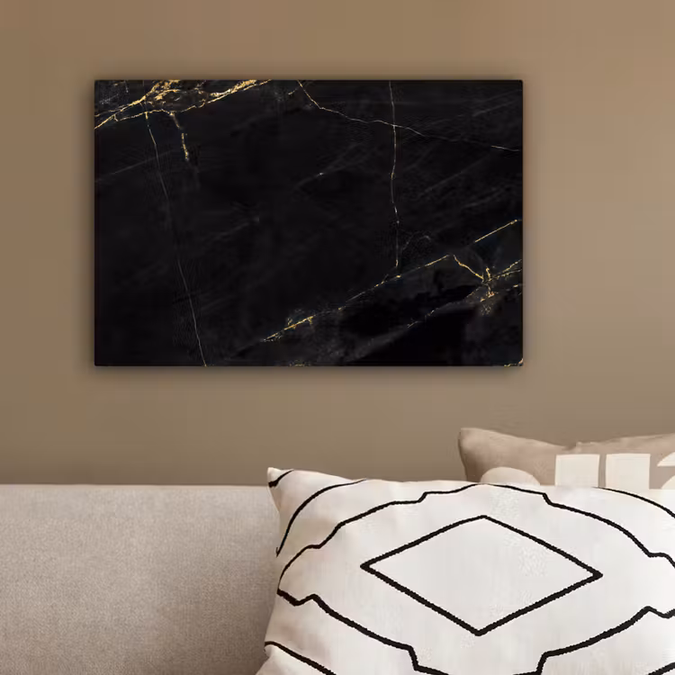 Marmer - Zwart - Goud - Chic - Marmerlook - Design canvas 2cm klein -sfeer3
