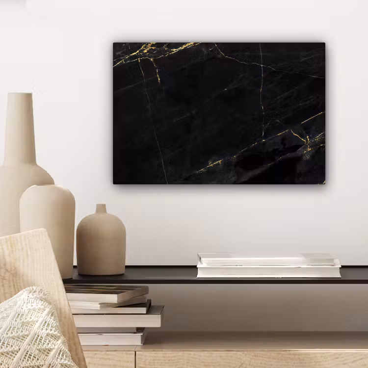 Marmer - Zwart - Goud - Chic - Marmerlook - Design canvas 2cm klein -sfeer6