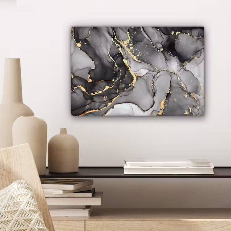 Marmer - Zwart - Goud - Grijs canvas 2cm klein -sfeer6