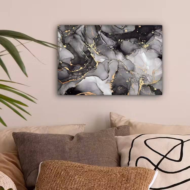 Marmer - Zwart - Goud - Grijs canvas 2cm klein -sfeer1