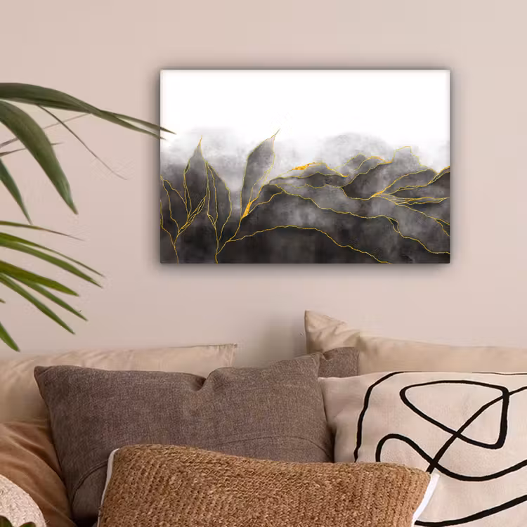 Marmer - Zwart - Goud - Luxe - Marmerlook canvas 2cm klein -sfeer1