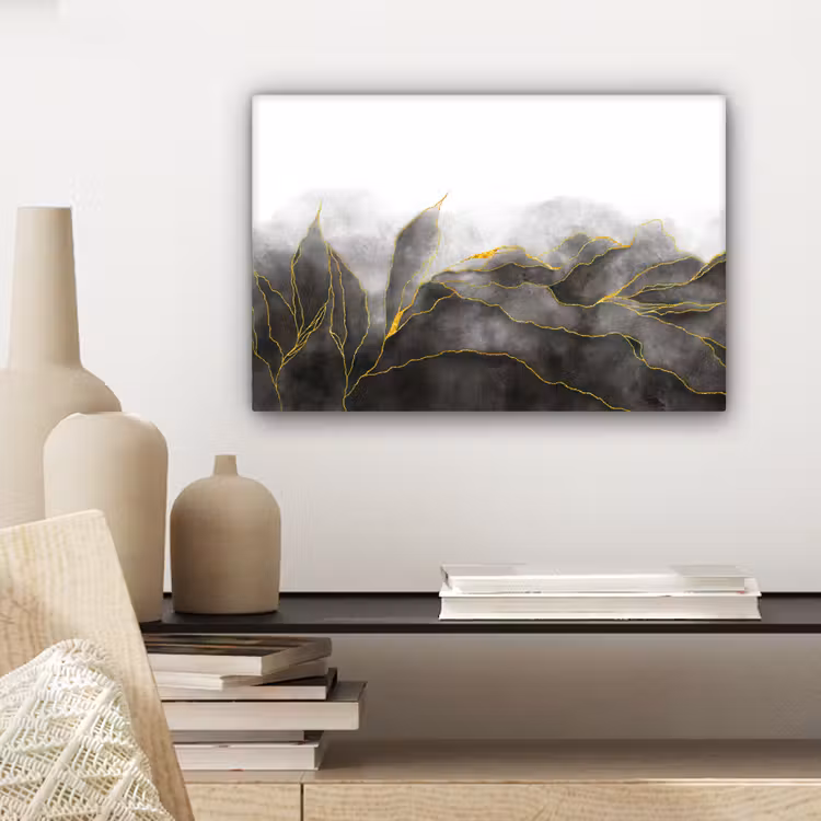 Marmer - Zwart - Goud - Luxe - Marmerlook canvas 2cm klein -sfeer6