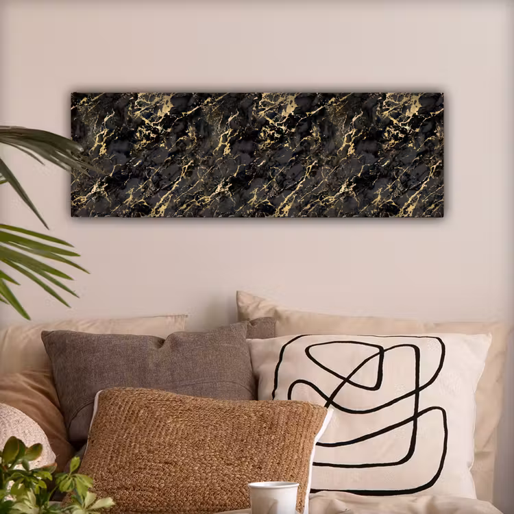 Marmer - Zwart - Goudstructuur canvas 2cm klein 828 -sfeer1