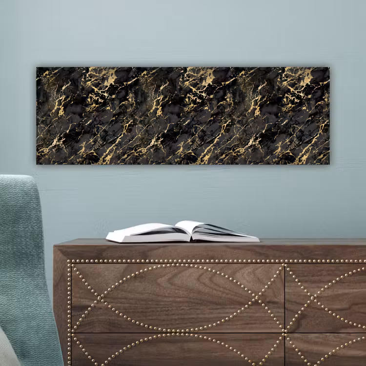 Marmer - Zwart - Goudstructuur canvas 2cm klein 828 -sfeer4