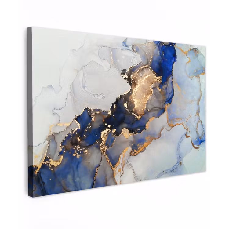 Marmer - Blauw - Goud canvas 2cm klein -z3d