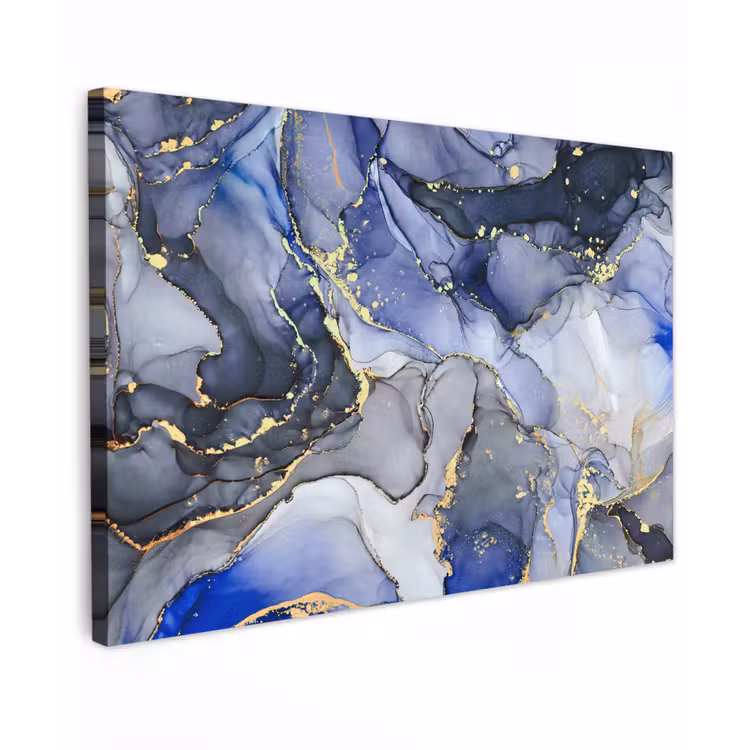Marmer - Goud - Abstract - Blauw canvas 2cm klein -z3d