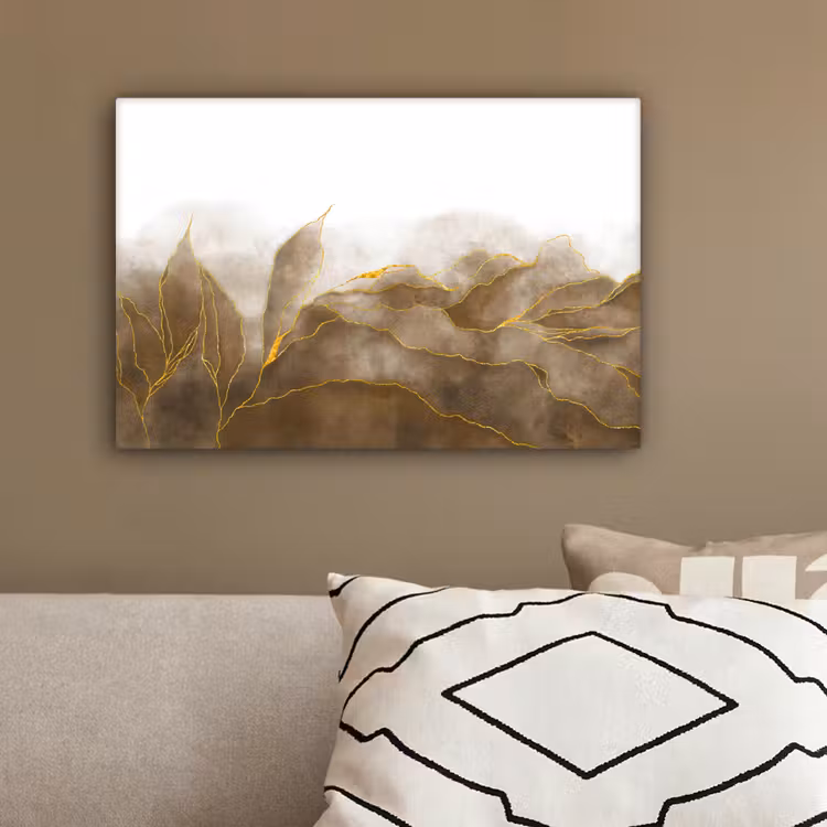 Marmer - Goud - Bruin - Textuur - Marmerlook canvas 2cm klein -sfeer3