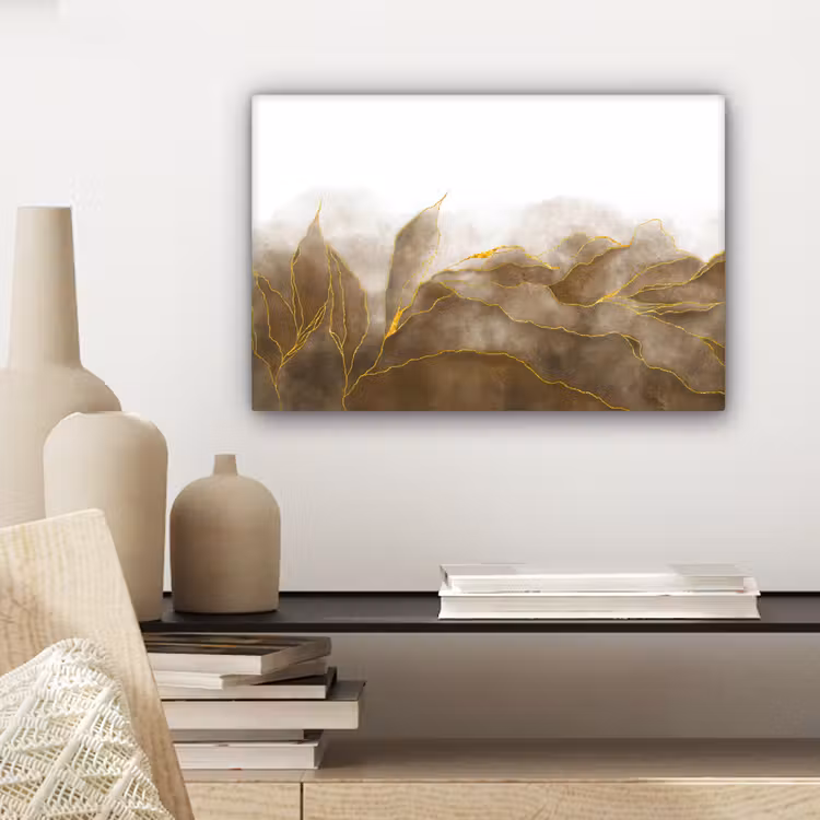 Marmer - Goud - Bruin - Textuur - Marmerlook canvas 2cm klein -sfeer6
