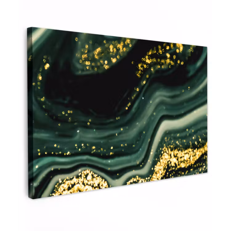 Marmer - Goud - Glitter - Groen - Marmerlook - Luxe canvas 2cm klein -z3d