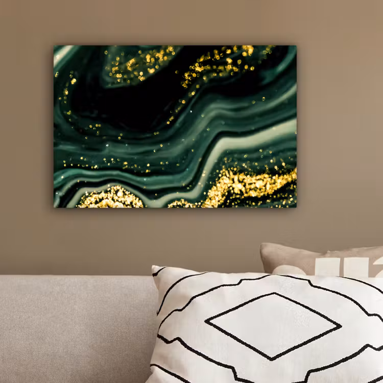 Marmer - Goud - Glitter - Groen - Marmerlook - Luxe canvas 2cm klein -sfeer3