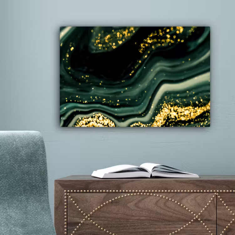 Marmer - Goud - Glitter - Groen - Marmerlook - Luxe canvas 2cm klein -sfeer4