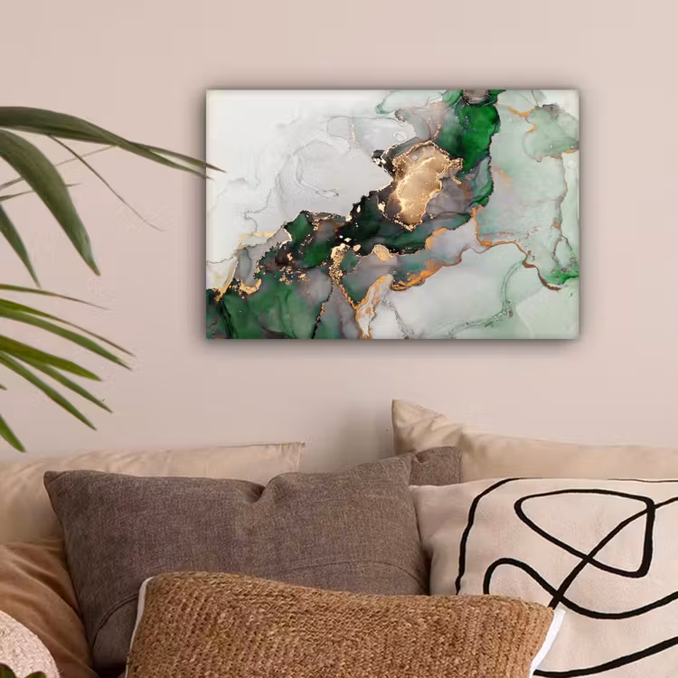 Marmer - Goud - Groen - Luxe canvas 2cm klein -sfeer1