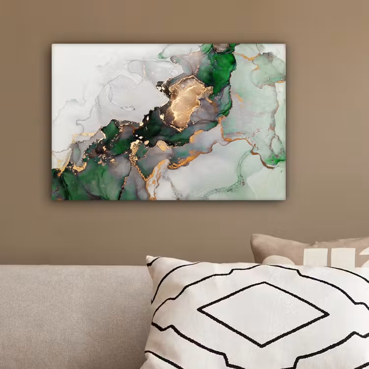 Marmer - Goud - Groen - Luxe canvas 2cm klein -sfeer3