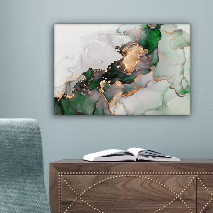 Marmer - Goud - Groen - Luxe canvas 2cm klein -sfeer4