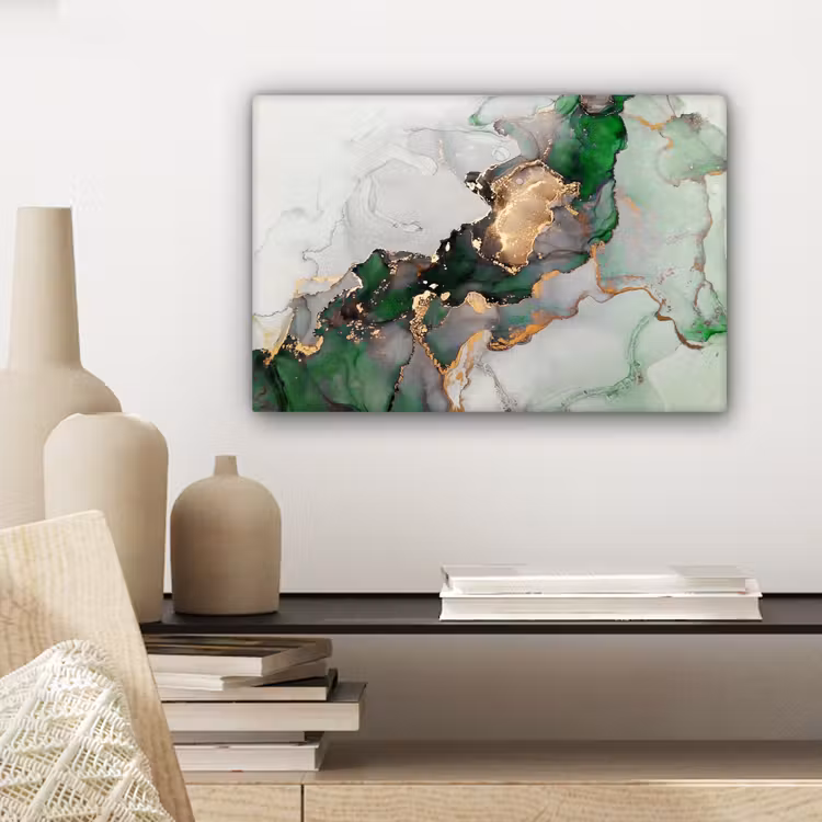 Marmer - Goud - Groen - Luxe canvas 2cm klein -sfeer6
