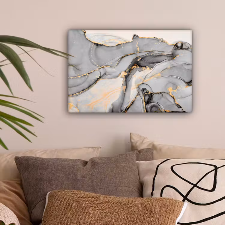 Marmer - Goud - Grijs canvas 2cm klein -sfeer1