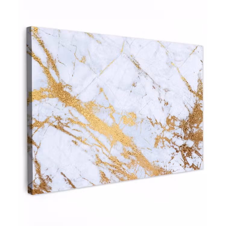 Marmer - Goud - Wit - Luxe - Marmerlook - Glitter canvas 2cm klein -z3d